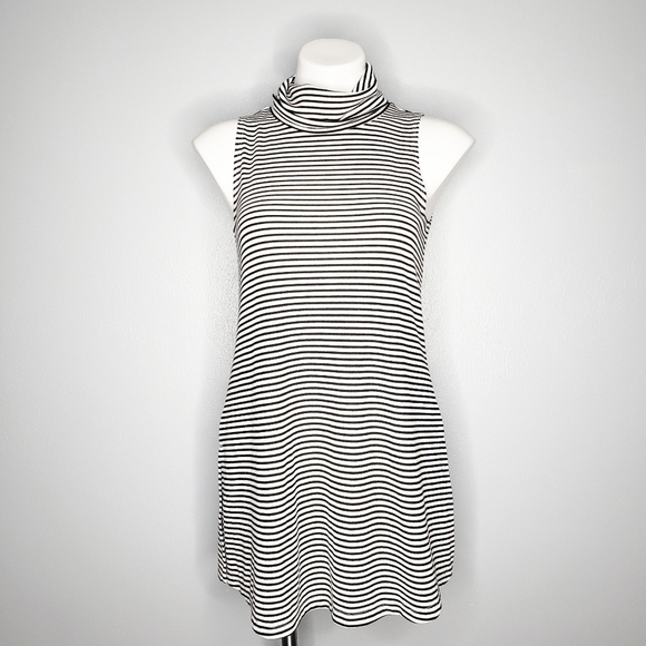 Loft Striking Black & White Stripe Turtle Neck Dress - Picture 3 of 9